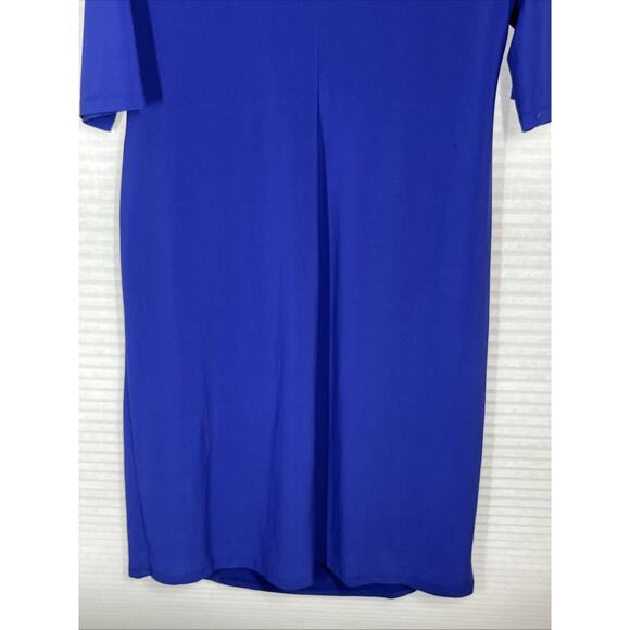 Lauren Ralph Lauren Ruched Sheath Dress 16W Royal Blue Cowl Neck Classic - Picture 7 of 14